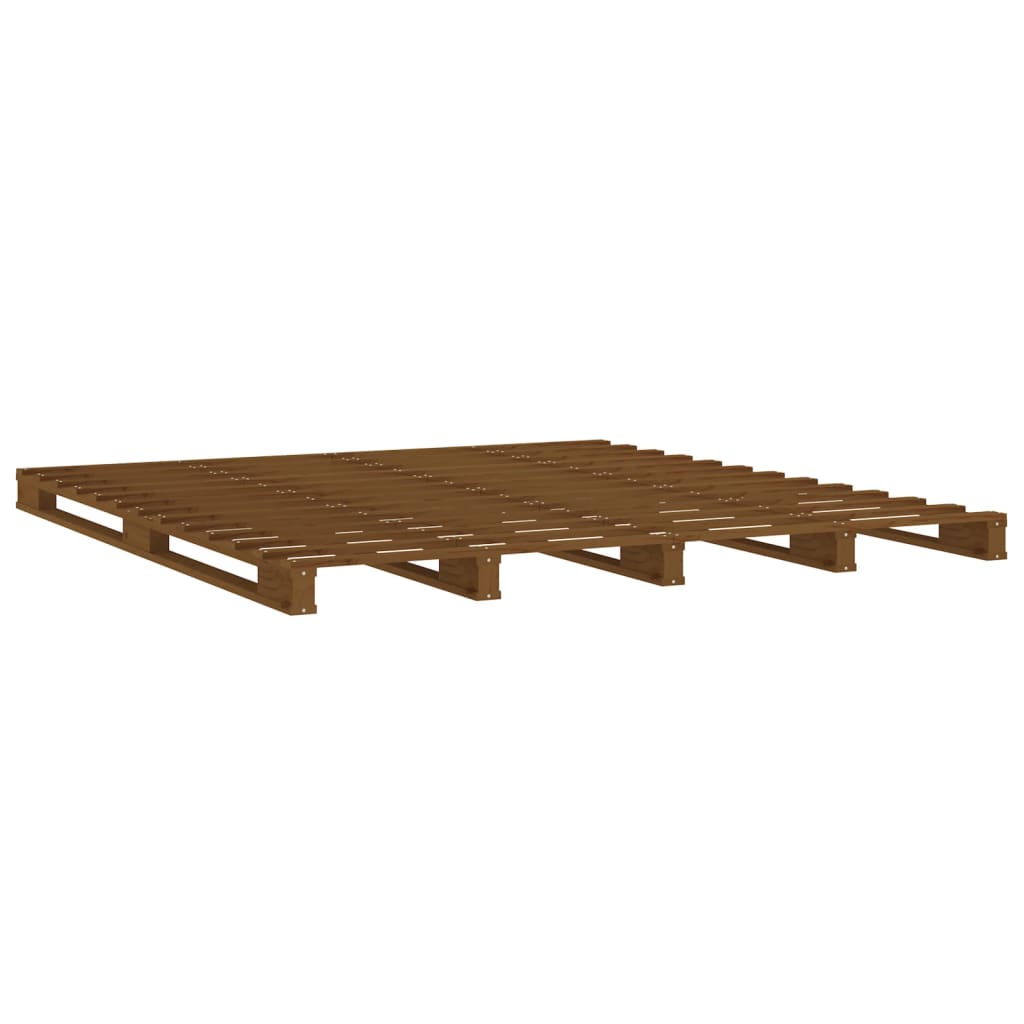 vidaXL Cama de paletes pequena de casal 120x190 cm pinho castanho mel