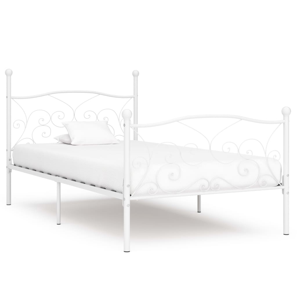 vidaXL Estrutura de cama com estrado de ripas 100x200 cm metal branco