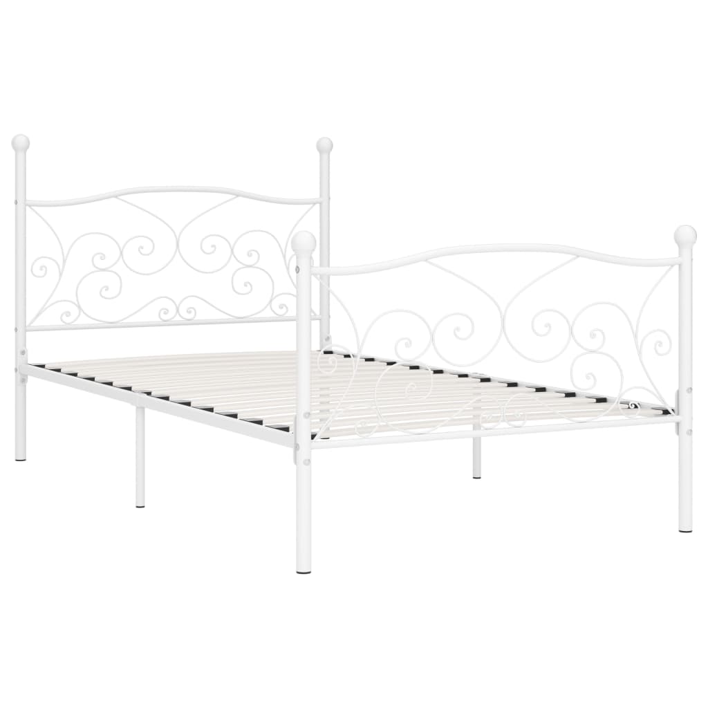 vidaXL Estrutura de cama com estrado de ripas 100x200 cm metal branco