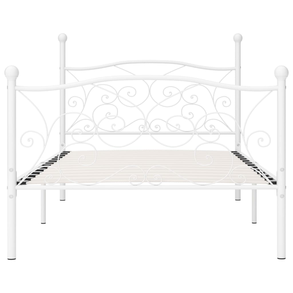 vidaXL Estrutura de cama com estrado de ripas 100x200 cm metal branco