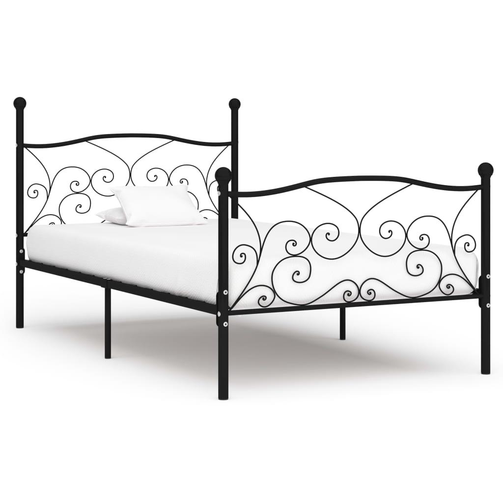 vidaXL Estrutura de cama com estrado de ripas 100x200 cm metal preto