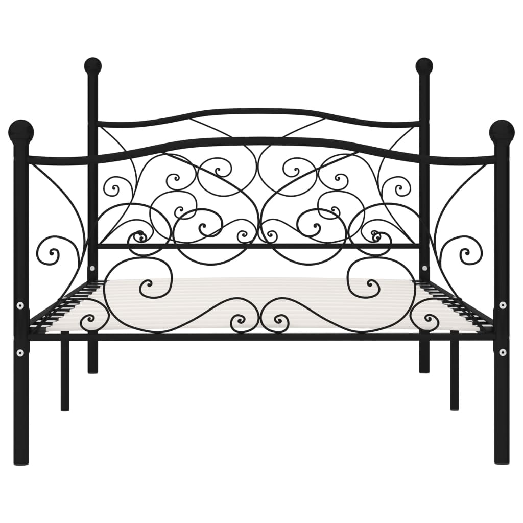 vidaXL Estrutura de cama com estrado de ripas 100x200 cm metal preto