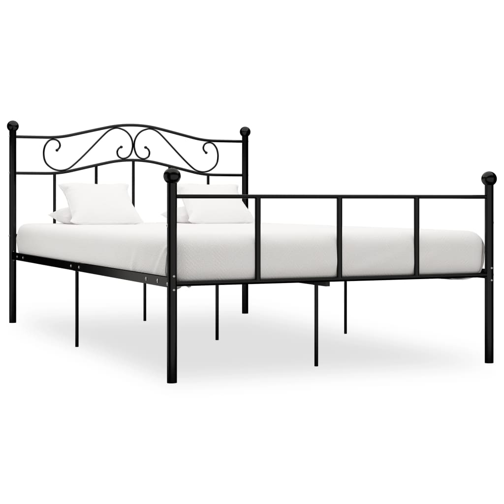 vidaXL Estrutura de cama em metal preto 160x200 cm