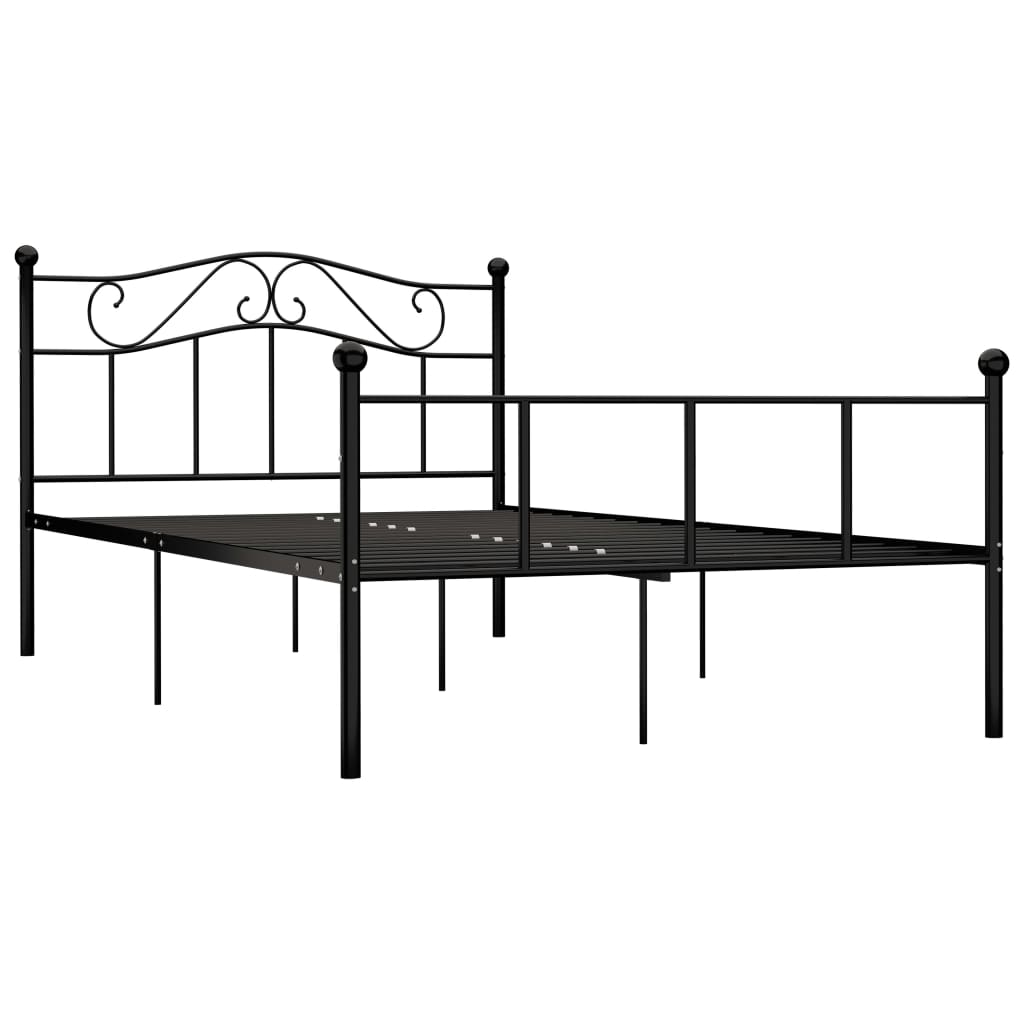 vidaXL Estrutura de cama em metal preto 160x200 cm