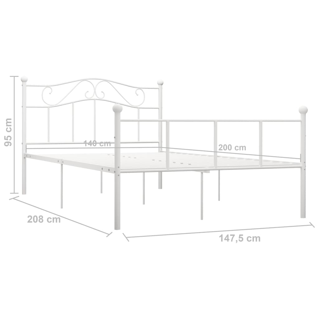 vidaXL Estrutura de cama 140x200 cm metal branco