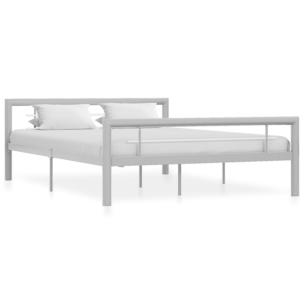 vidaXL Estrutura de cama 140x200 cm metal cinzento e branco