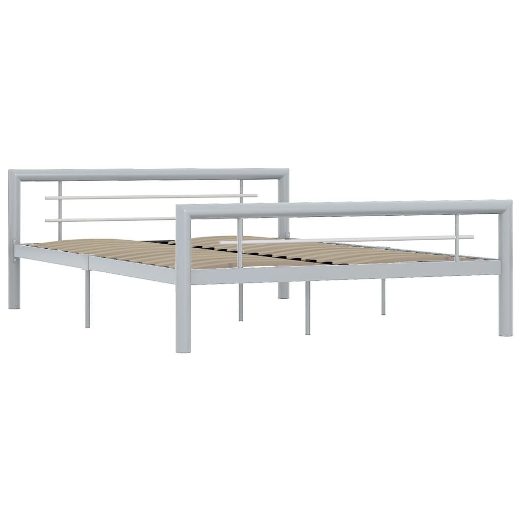 vidaXL Estrutura de cama 140x200 cm metal cinzento e branco