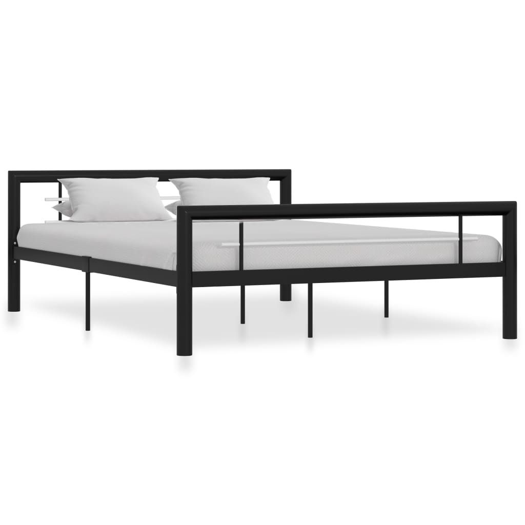 vidaXL Estrutura de cama 120x200 cm metal preto e branco