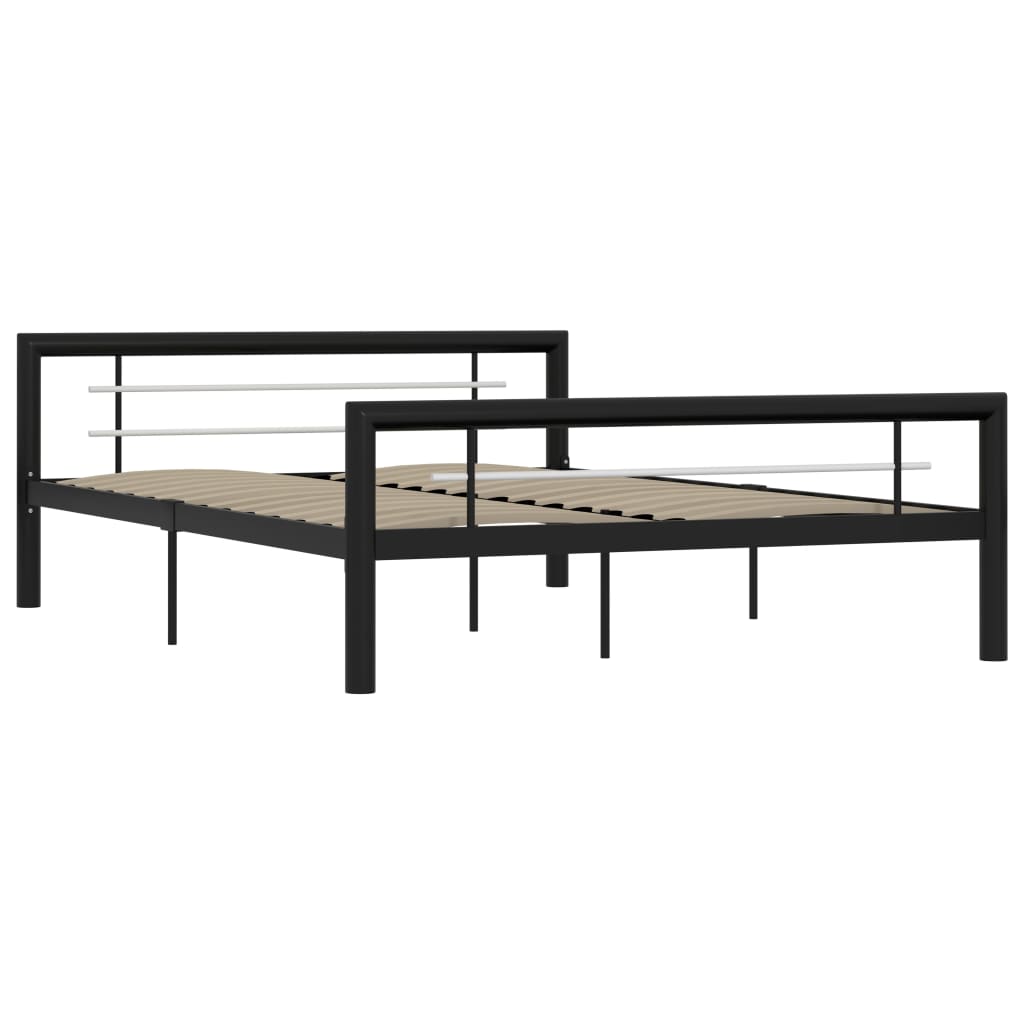 vidaXL Estrutura de cama 120x200 cm metal preto e branco