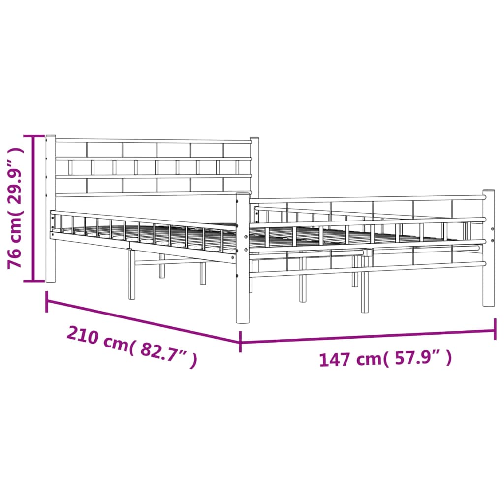 vidaXL Estrutura de cama 140x200 cm aço preto