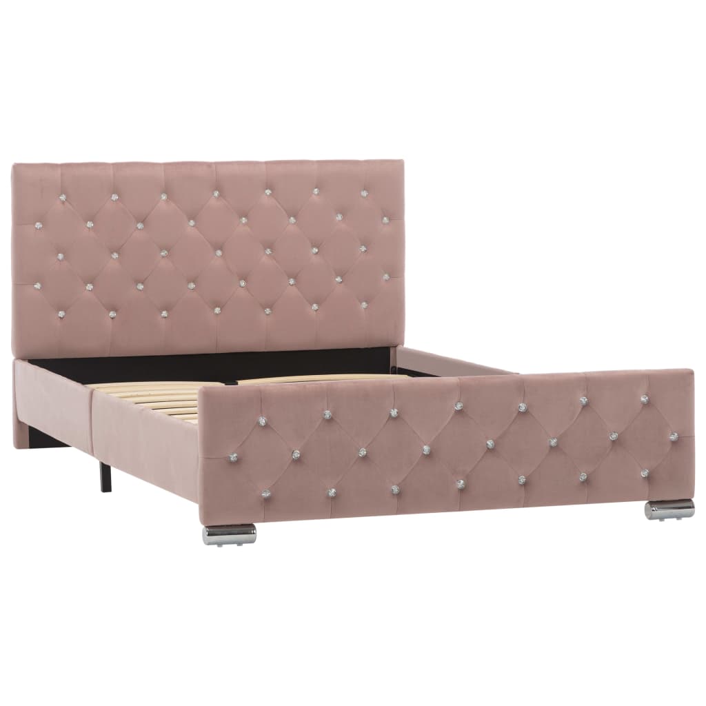 vidaXL Estrutura de cama 120x200 cm veludo rosa