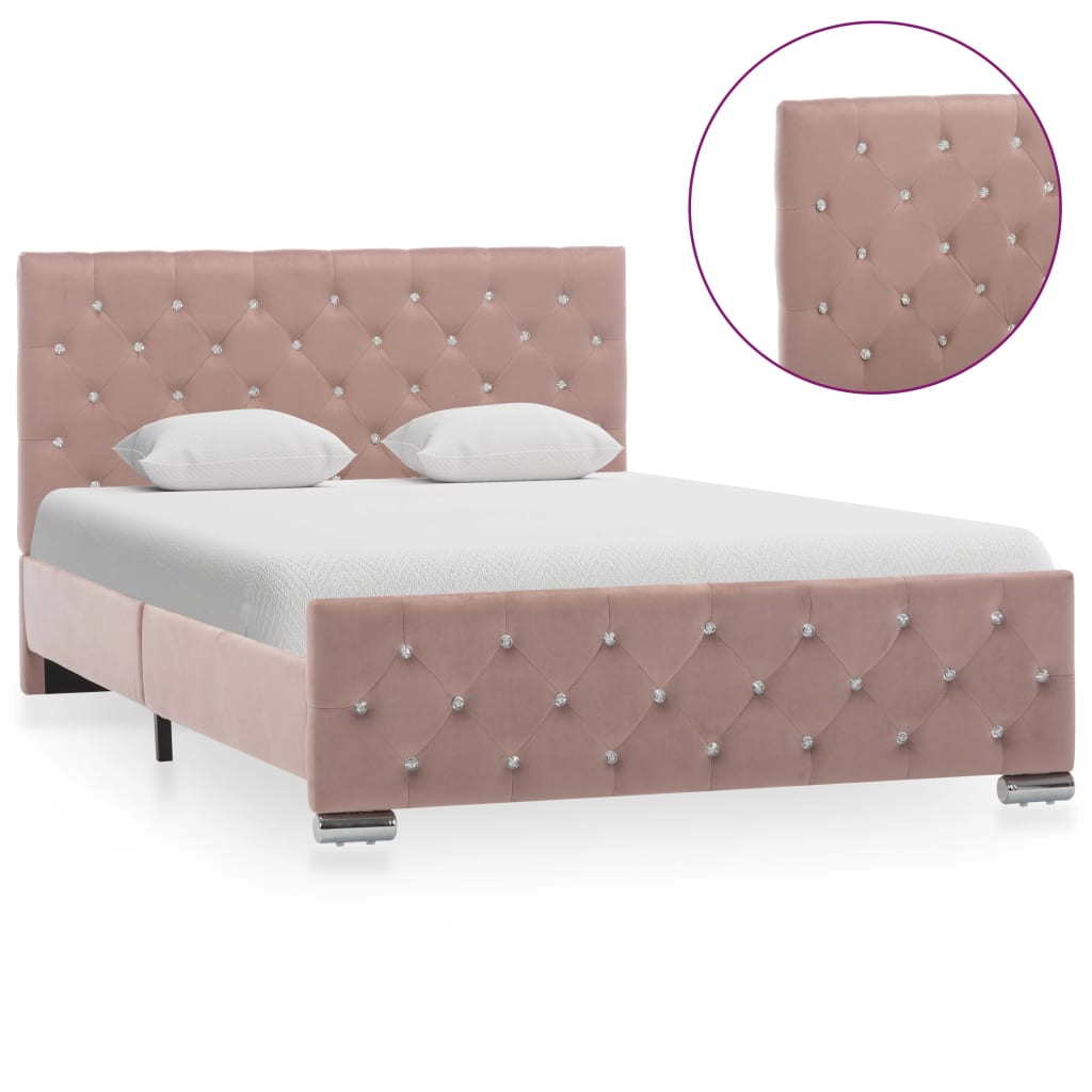 vidaXL Estrutura de cama 120x200 cm veludo rosa