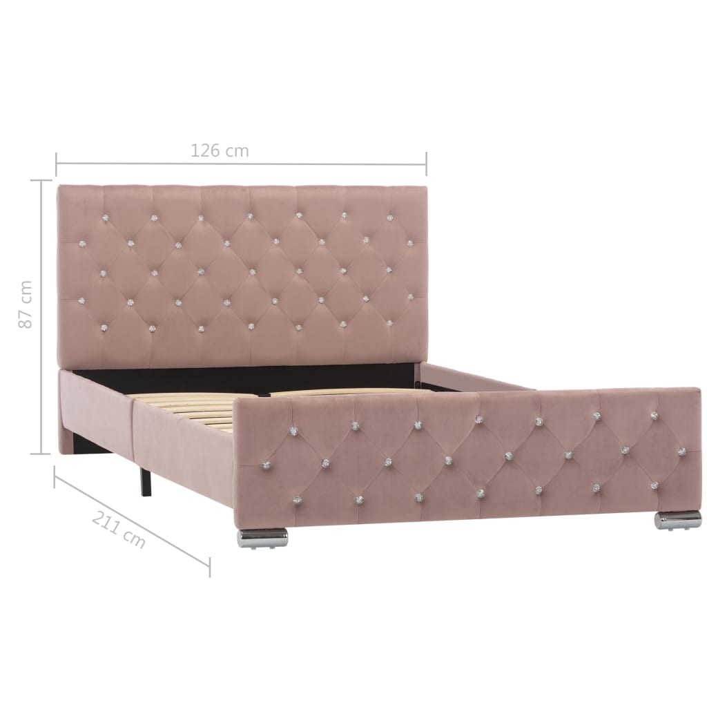 vidaXL Estrutura de cama 120x200 cm veludo rosa