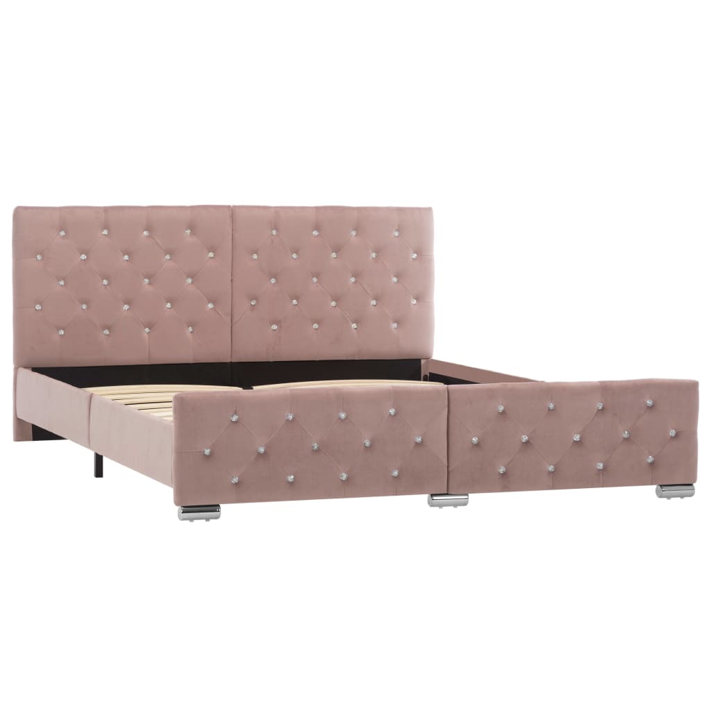 vidaXL Estrutura de cama 160x200 cm veludo rosa