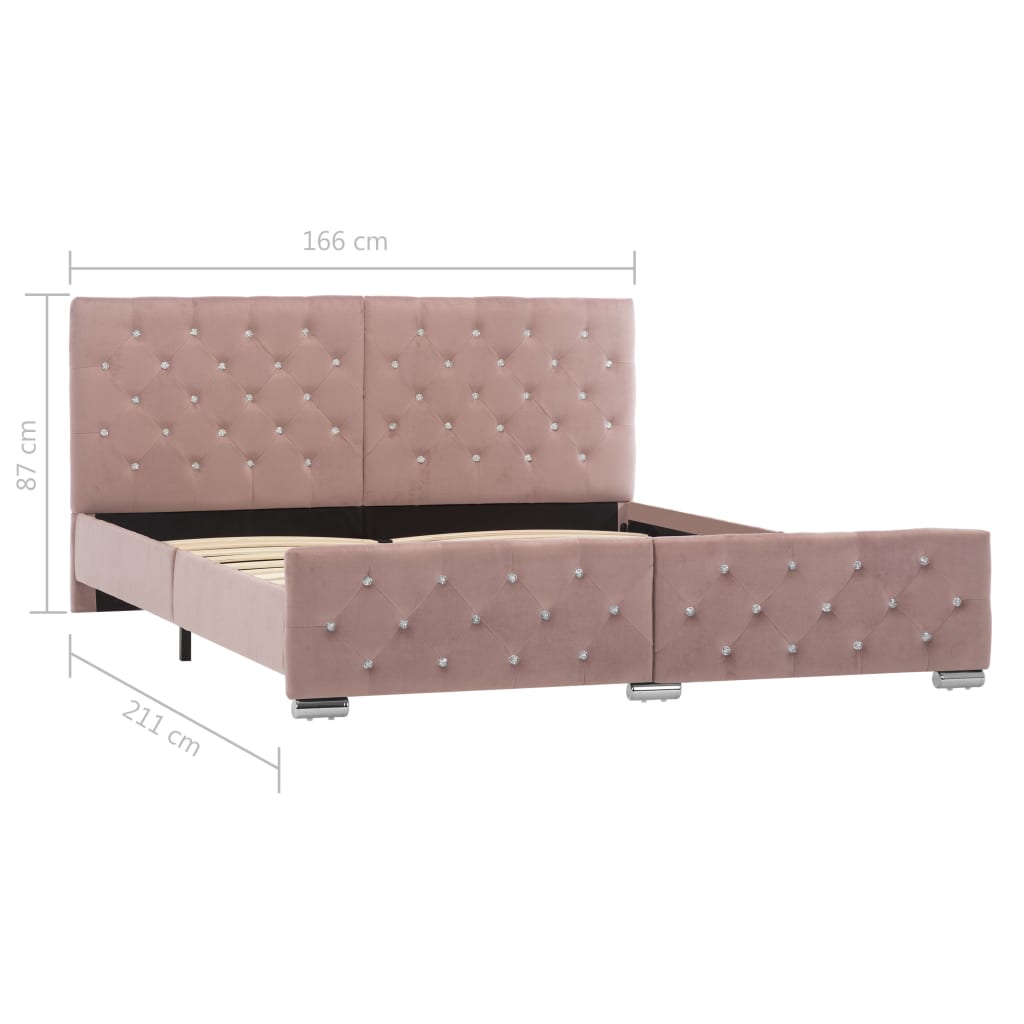 vidaXL Estrutura de cama 160x200 cm veludo rosa