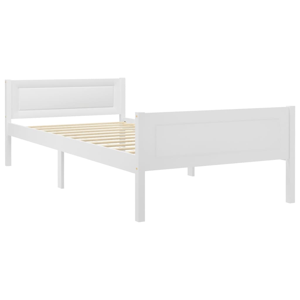 vidaXL Estrutura de cama 100x200 cm madeira pinho maciço branco