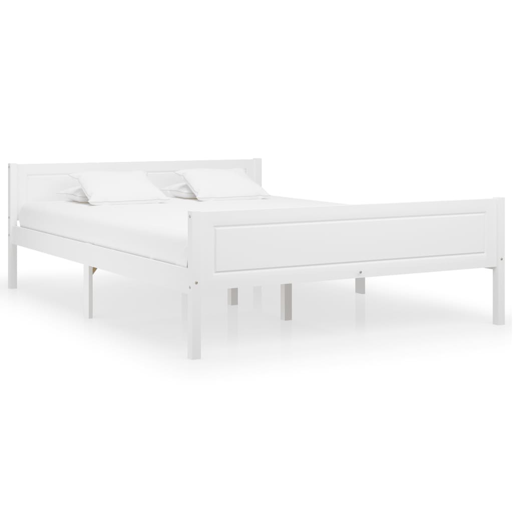 vidaXL Estrutura de cama em pinho maciço 140x200 cm branco