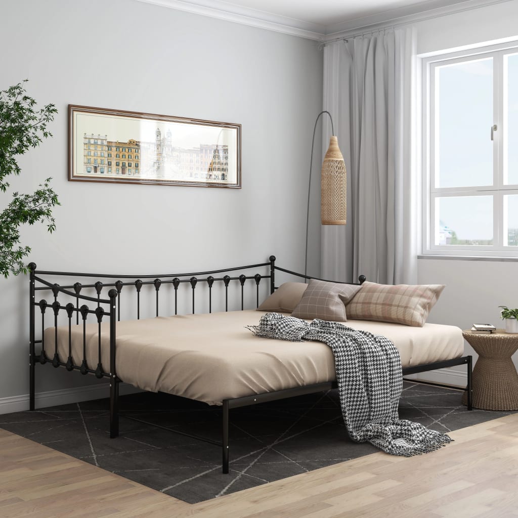 vidaXL Estrutura sofá-cama de puxar 90x200 cm metal preto