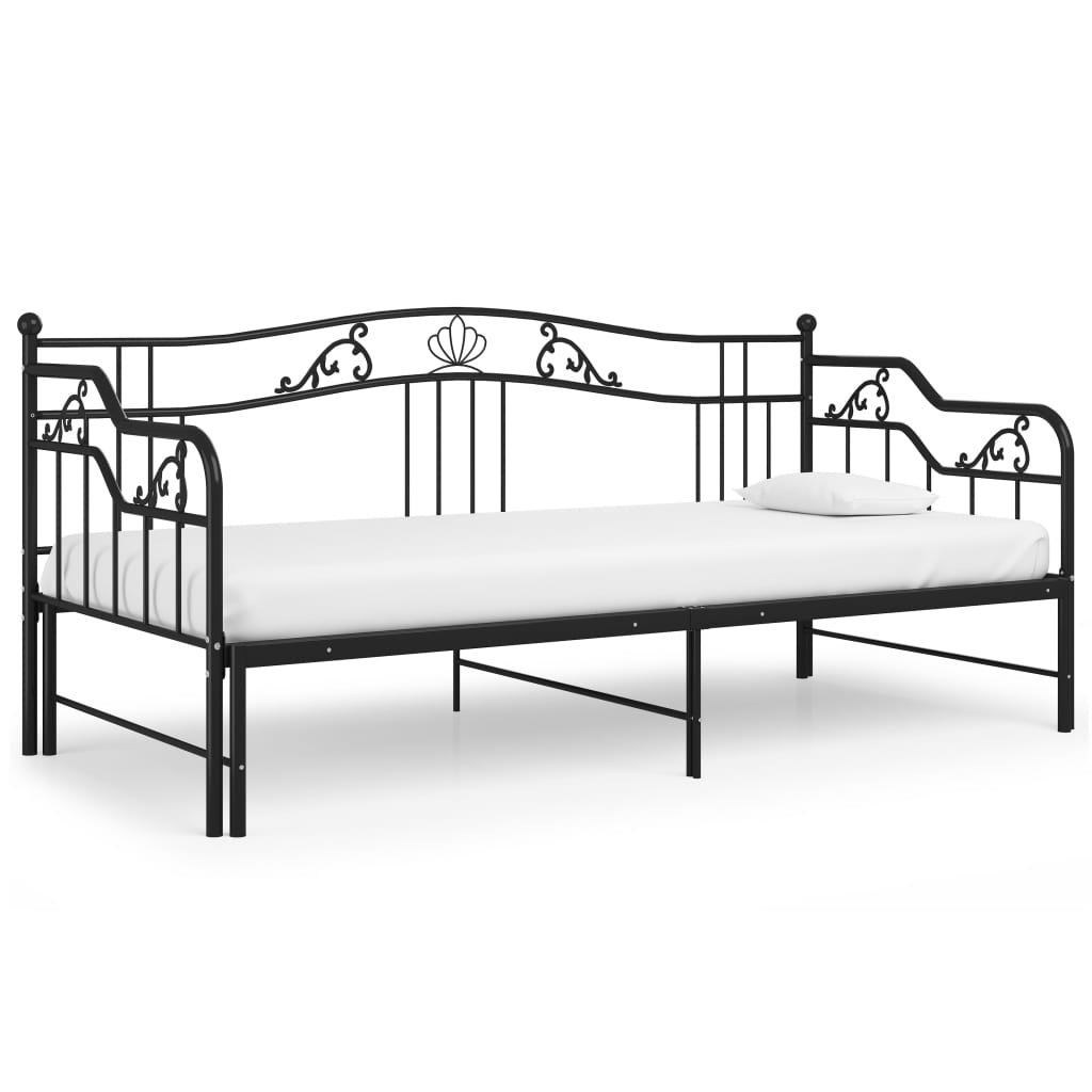 vidaXL Estrutura sofá-cama de puxar 90x200 cm metal preto