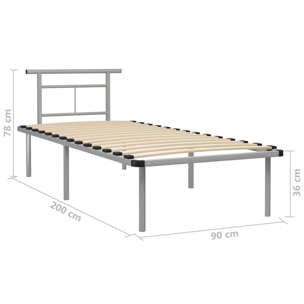 vidaXL Estrutura de cama 90x200 cm metal cinzento