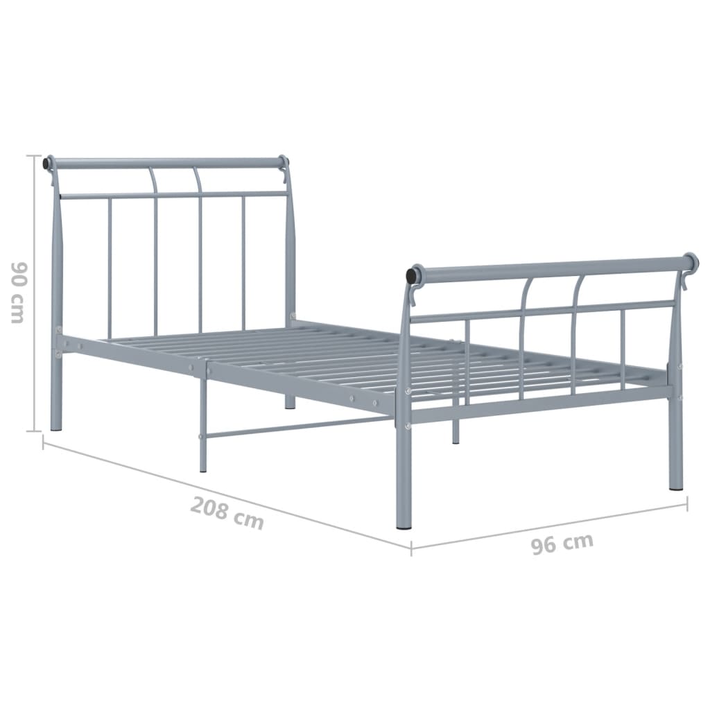 vidaXL Estrutura de cama 90x200 cm metal cinzento