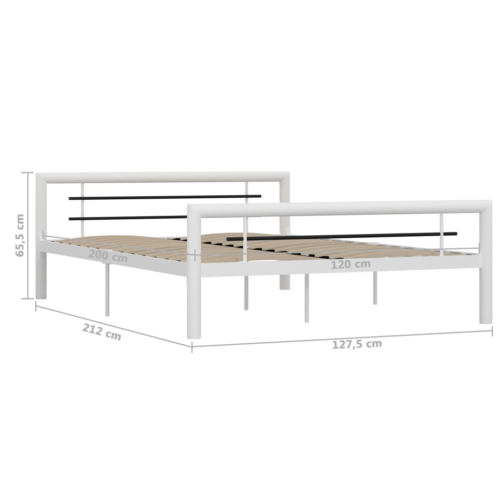 vidaXL Estrutura de cama 120x200 cm metal branco e preto