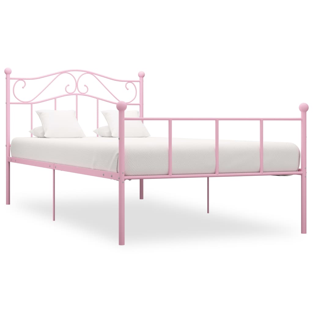 vidaXL Estrutura de cama 100x200 cm metal rosa