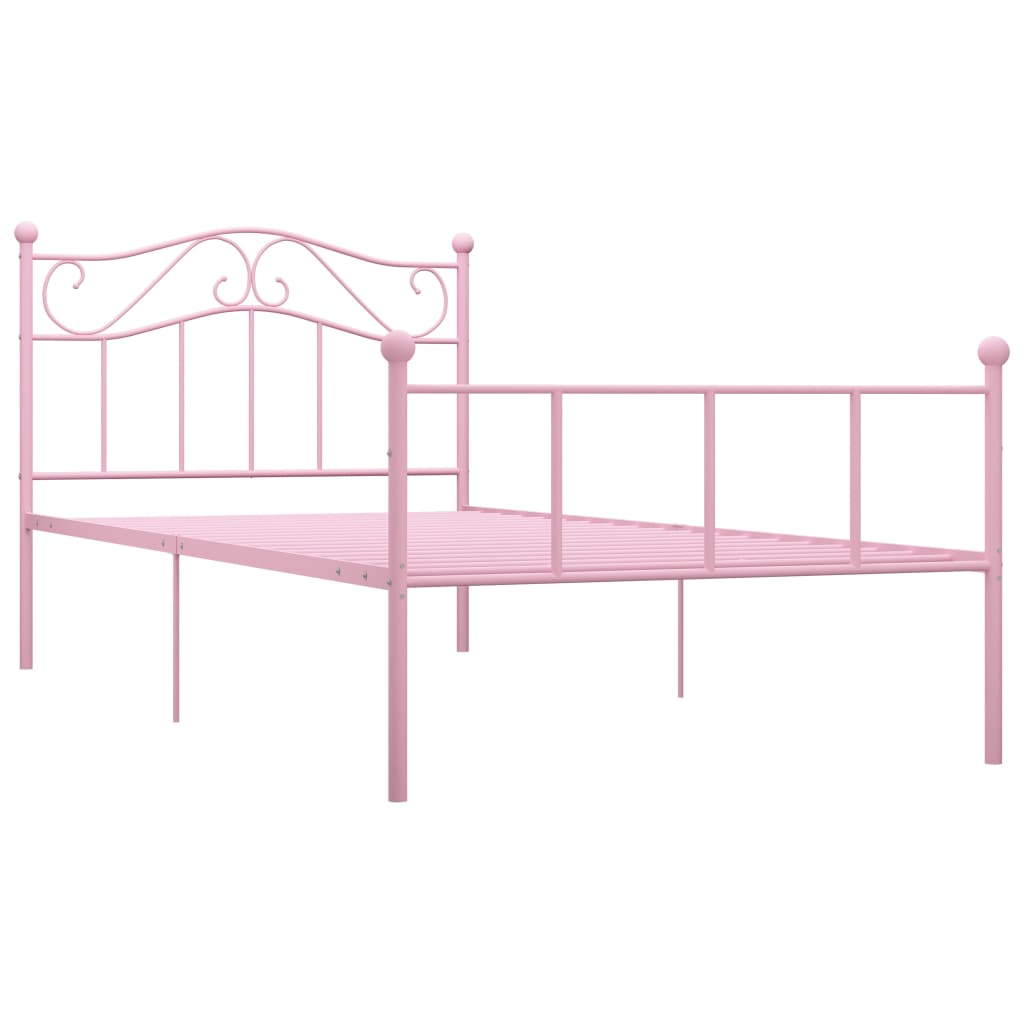 vidaXL Estrutura de cama 100x200 cm metal rosa