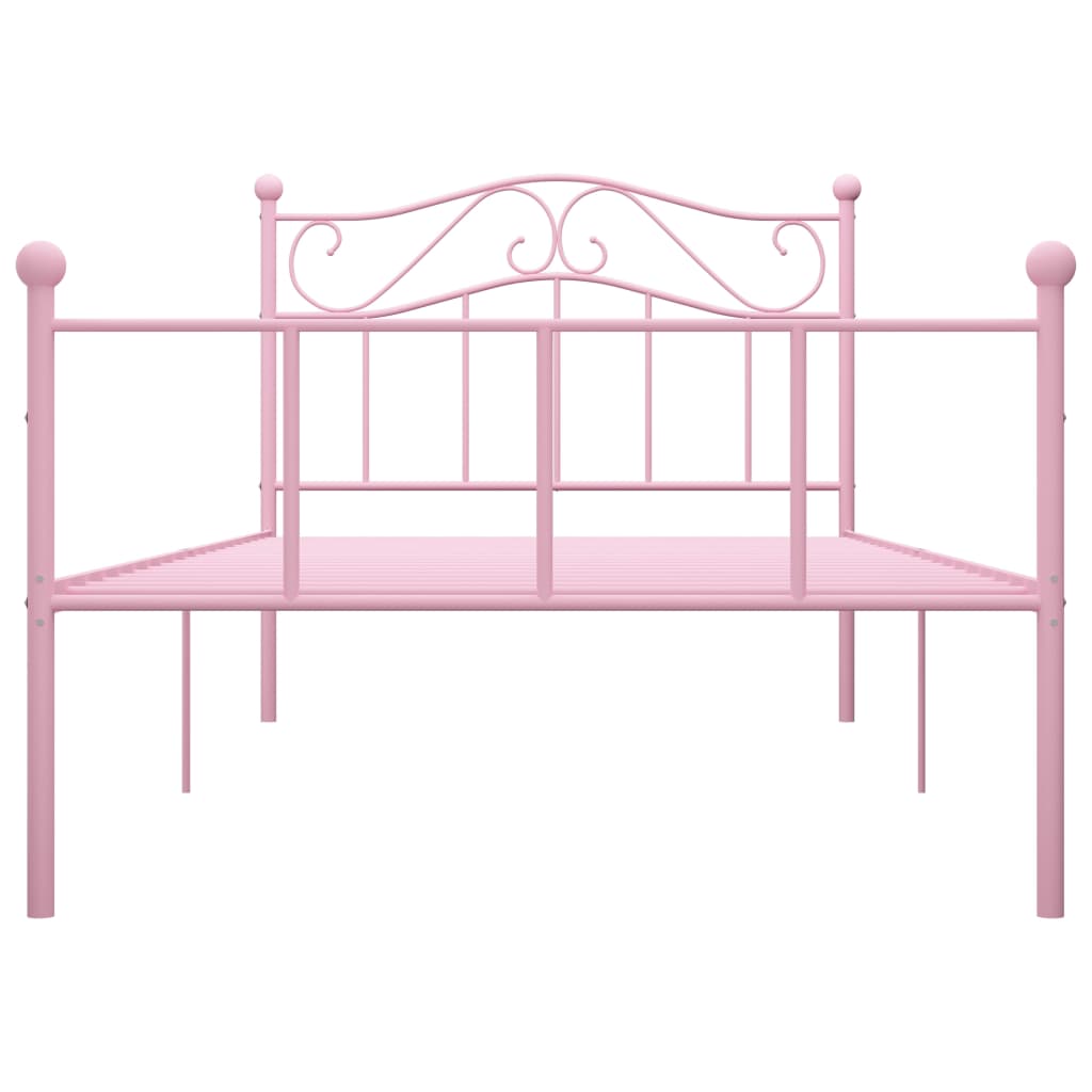 vidaXL Estrutura de cama 100x200 cm metal rosa