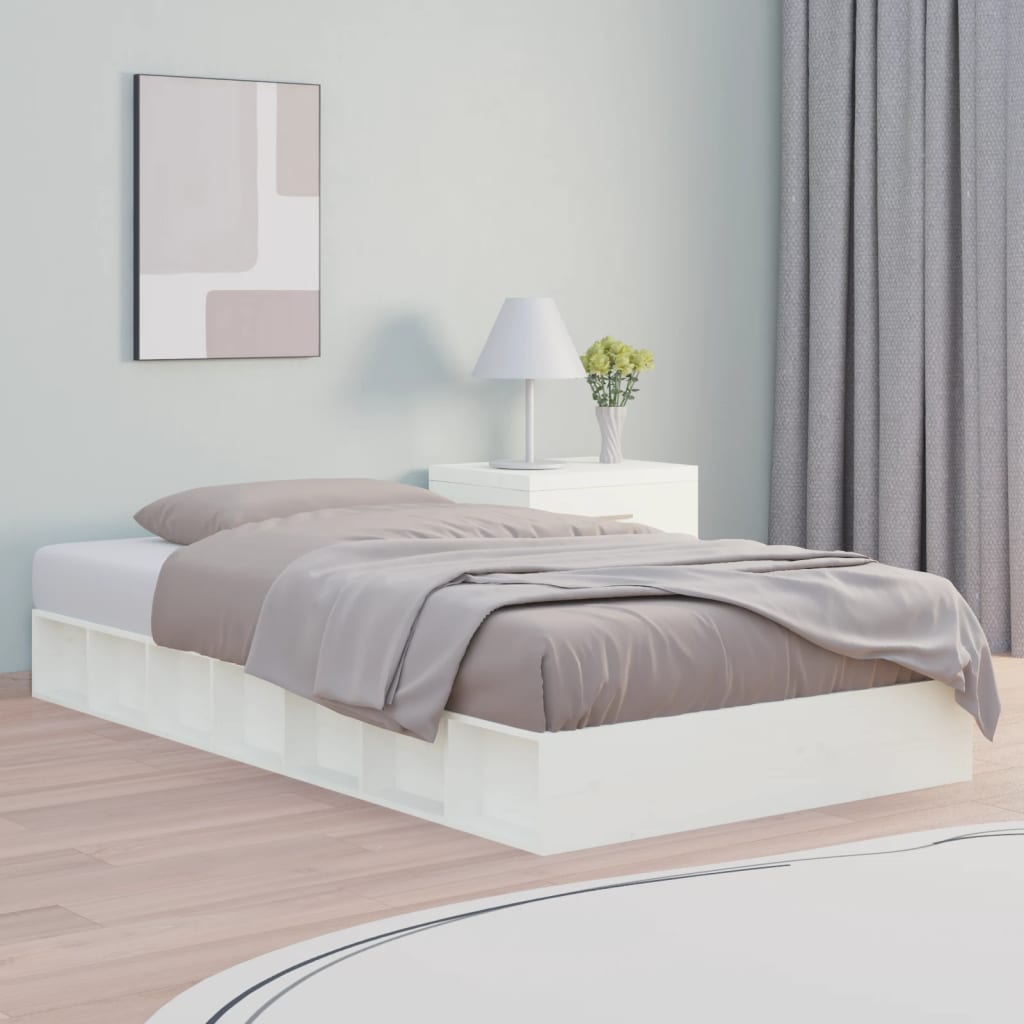 vidaXL Estrutura cama pequena casal 120x190 cm pinho maciço branco