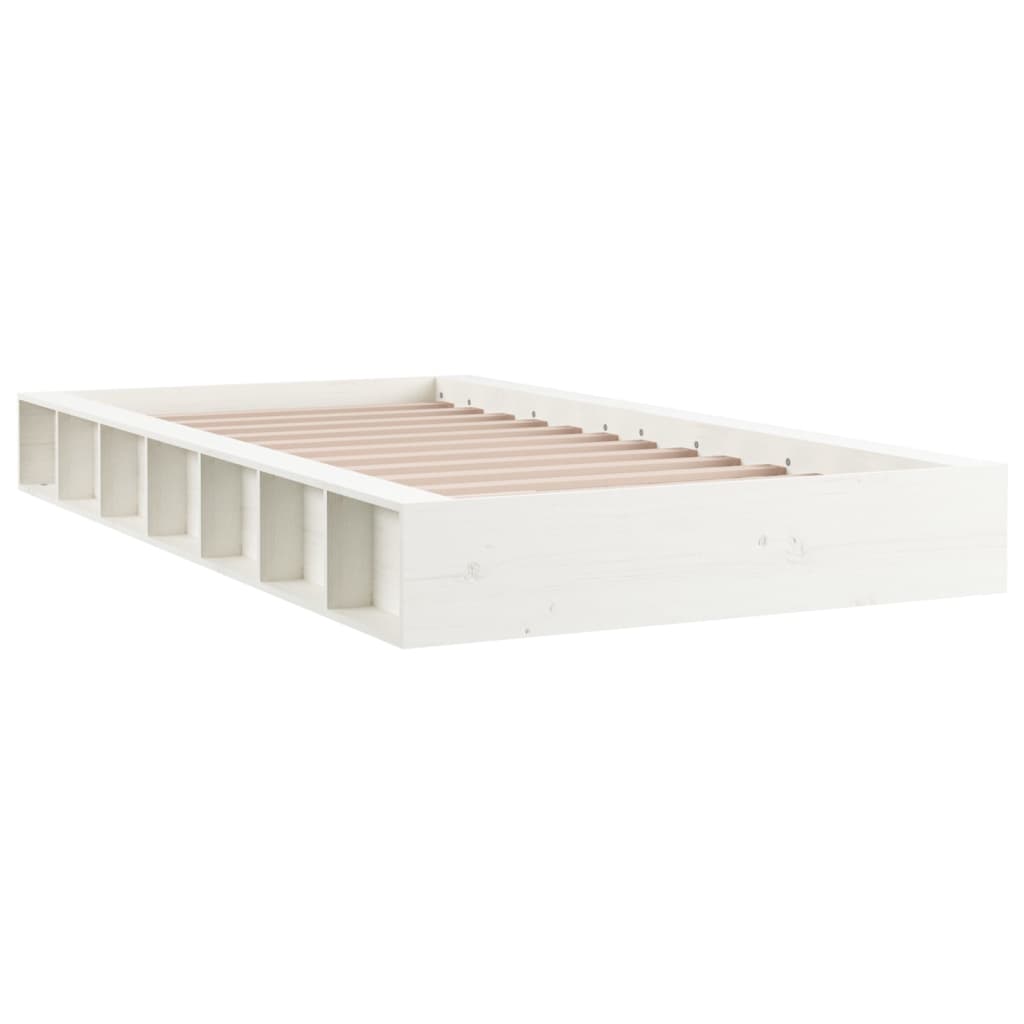 vidaXL Estrutura cama pequena casal 120x190 cm pinho maciço branco