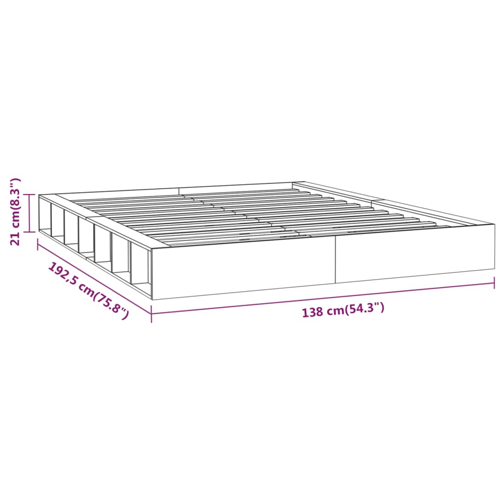 vidaXL Estrutura cama pequena casal 120x190 cm pinho maciço branco