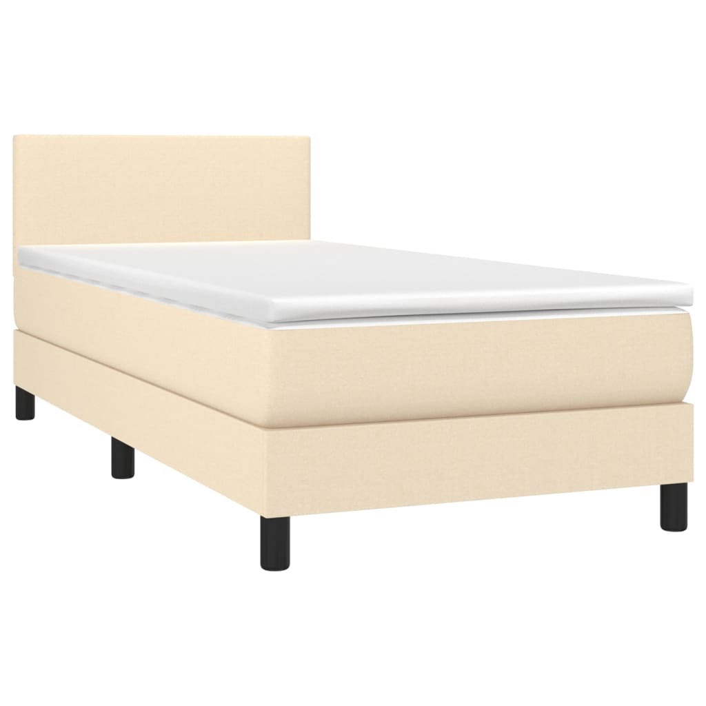 vidaXL Cama box spring c/ colchão e LED 80x200 cm tecido cor creme