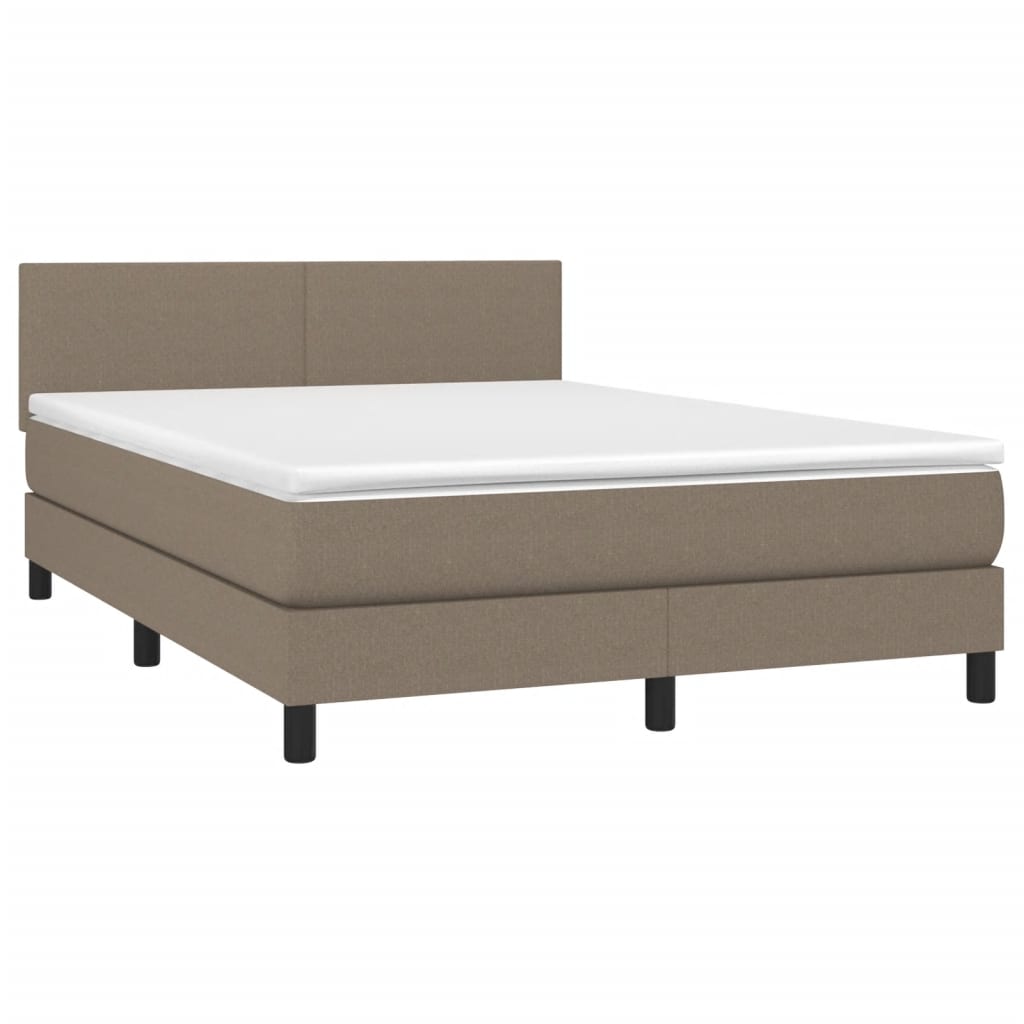 vidaXL Cama box spring colchão/LED 140x200 cm tecido cinza-acastanhado