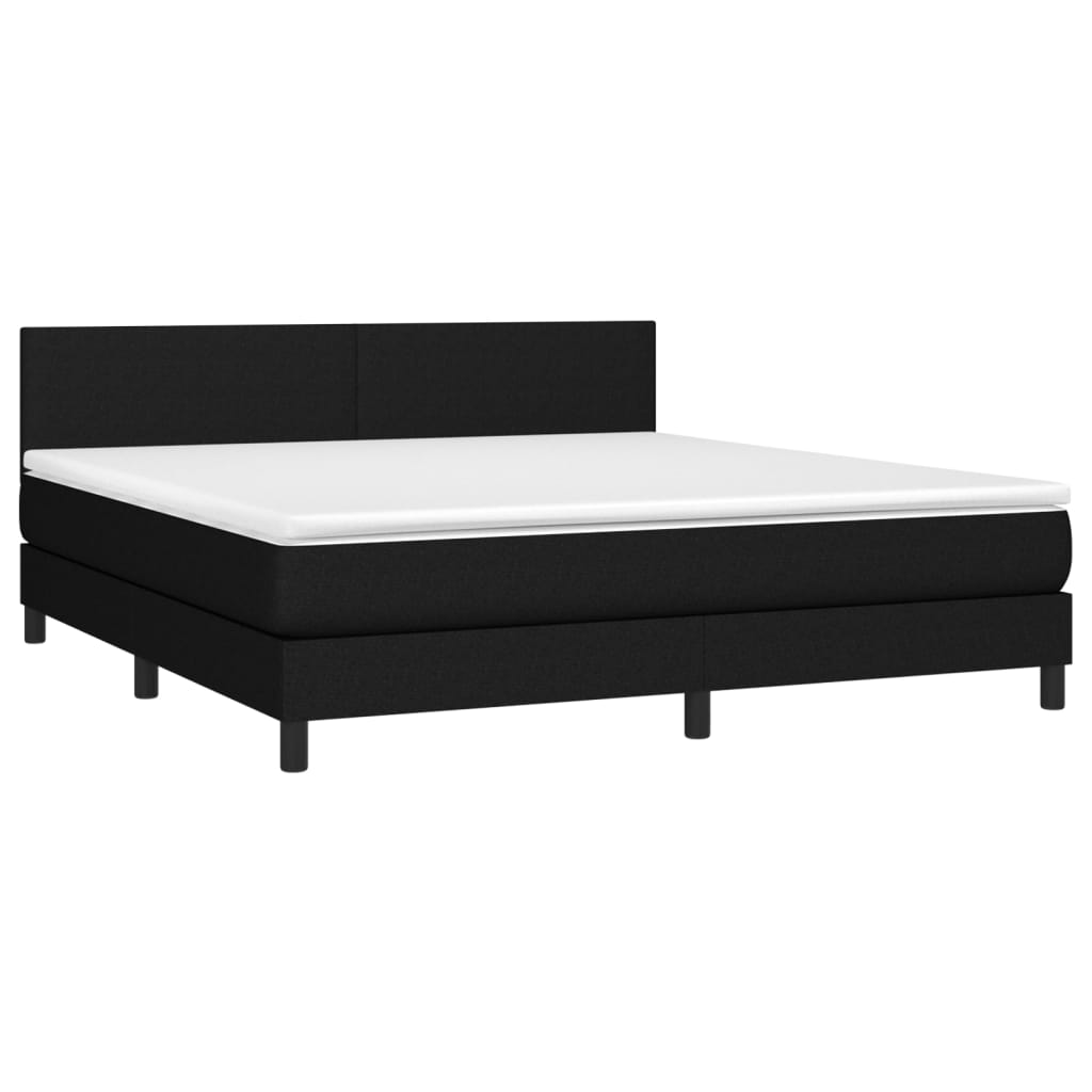 vidaXL Cama box spring c/ colchão e LED 180x200 cm tecido preto