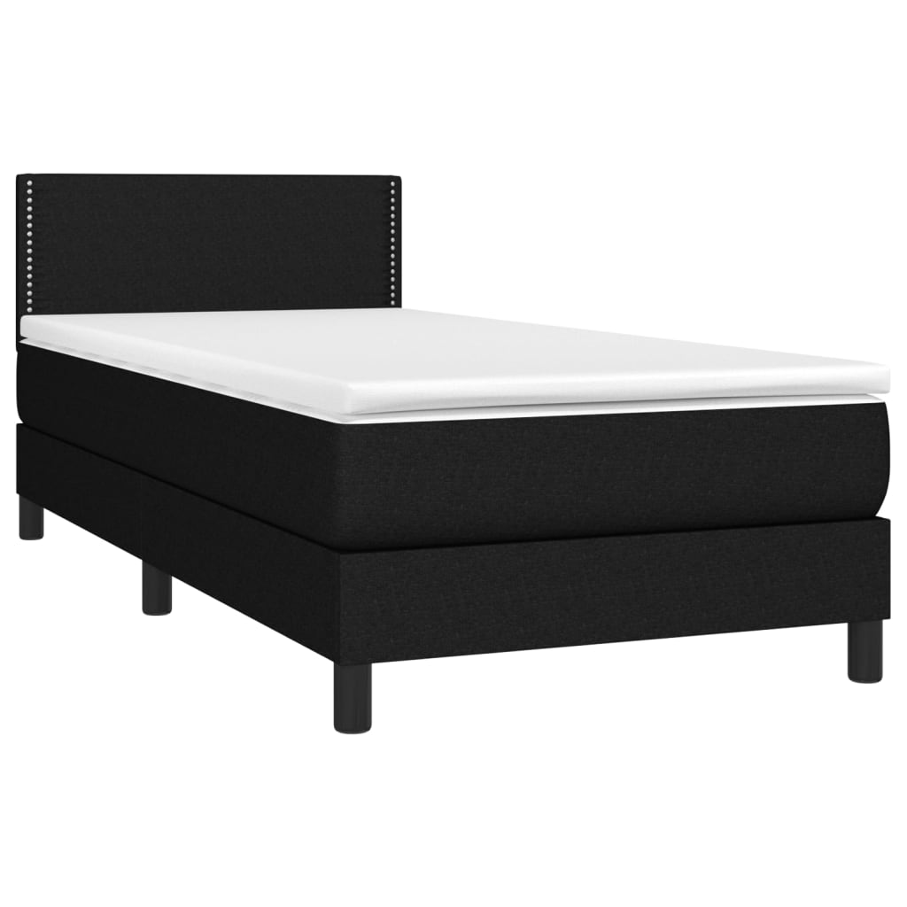 vidaXL Cama box spring c/ colchão e LED 100x200 cm tecido preto