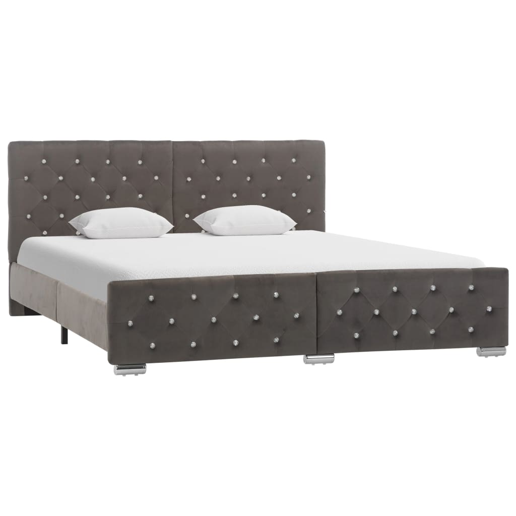 vidaXL Estrutura de cama 160x200 cm veludo cinzento