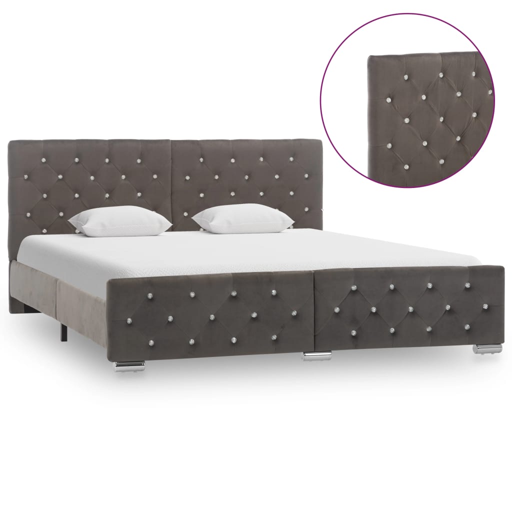 vidaXL Estrutura de cama 160x200 cm veludo cinzento