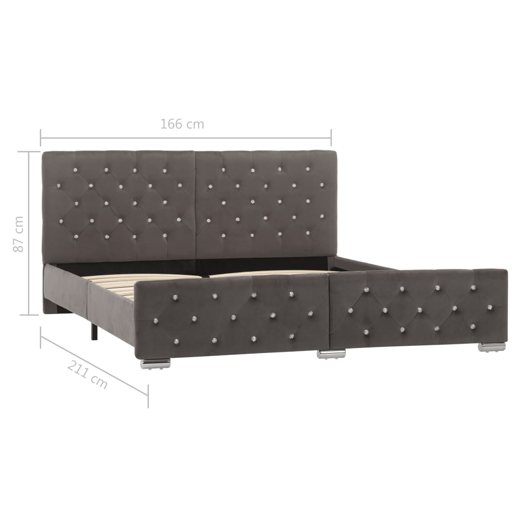 vidaXL Estrutura de cama 160x200 cm veludo cinzento