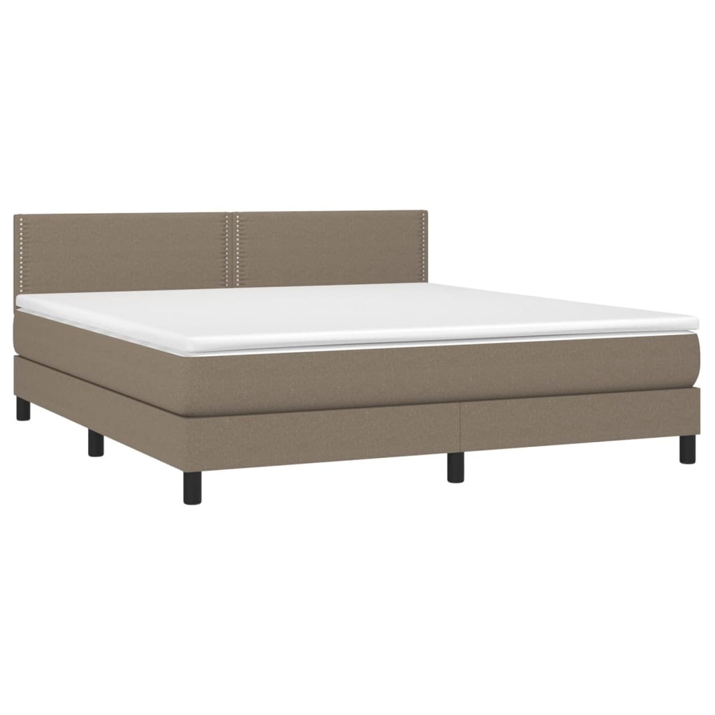 vidaXL Cama box spring colchão/LED 180x200cm tecido cinza-acastanhado