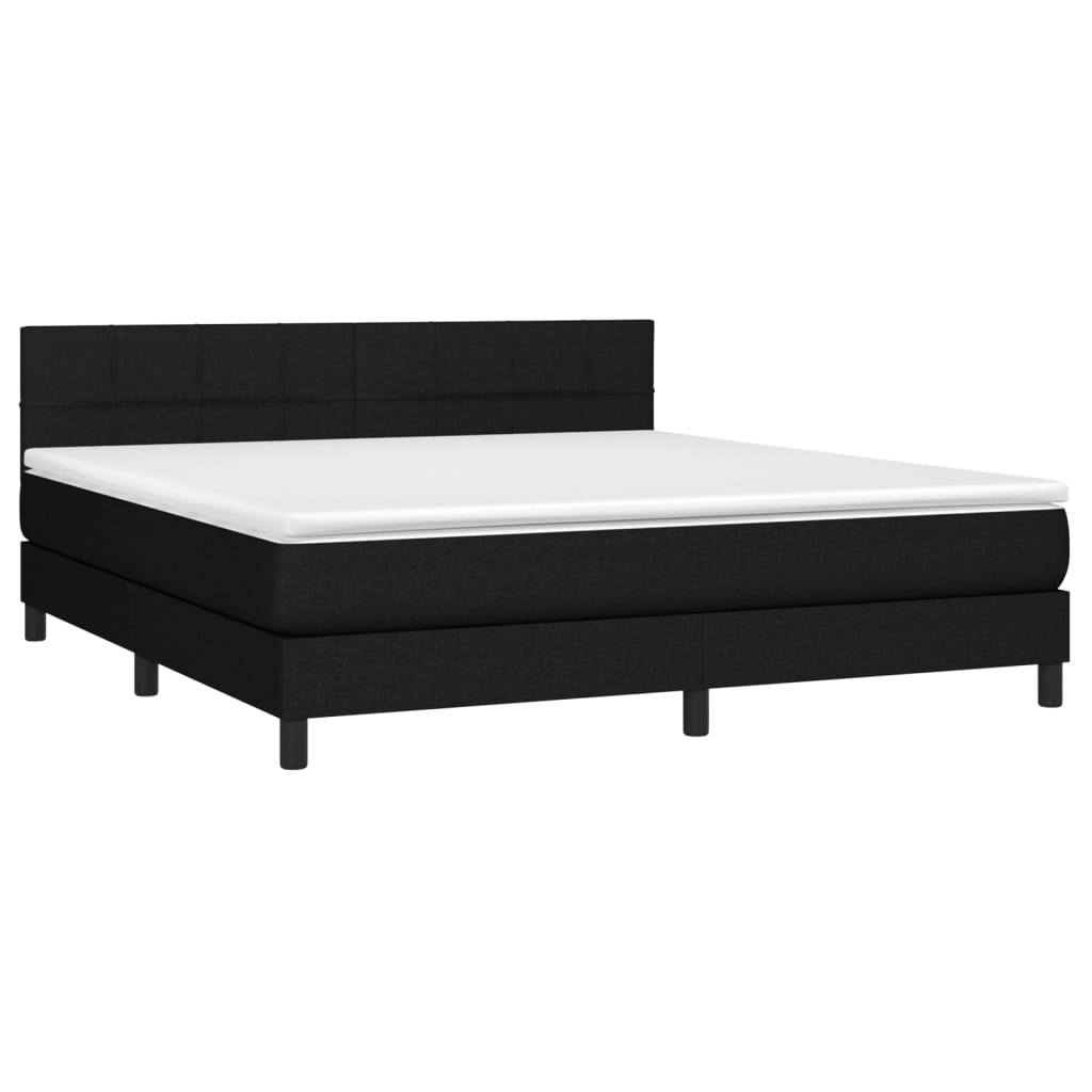 vidaXL Cama box spring c/ colchão e LED 160x200 cm tecido preto