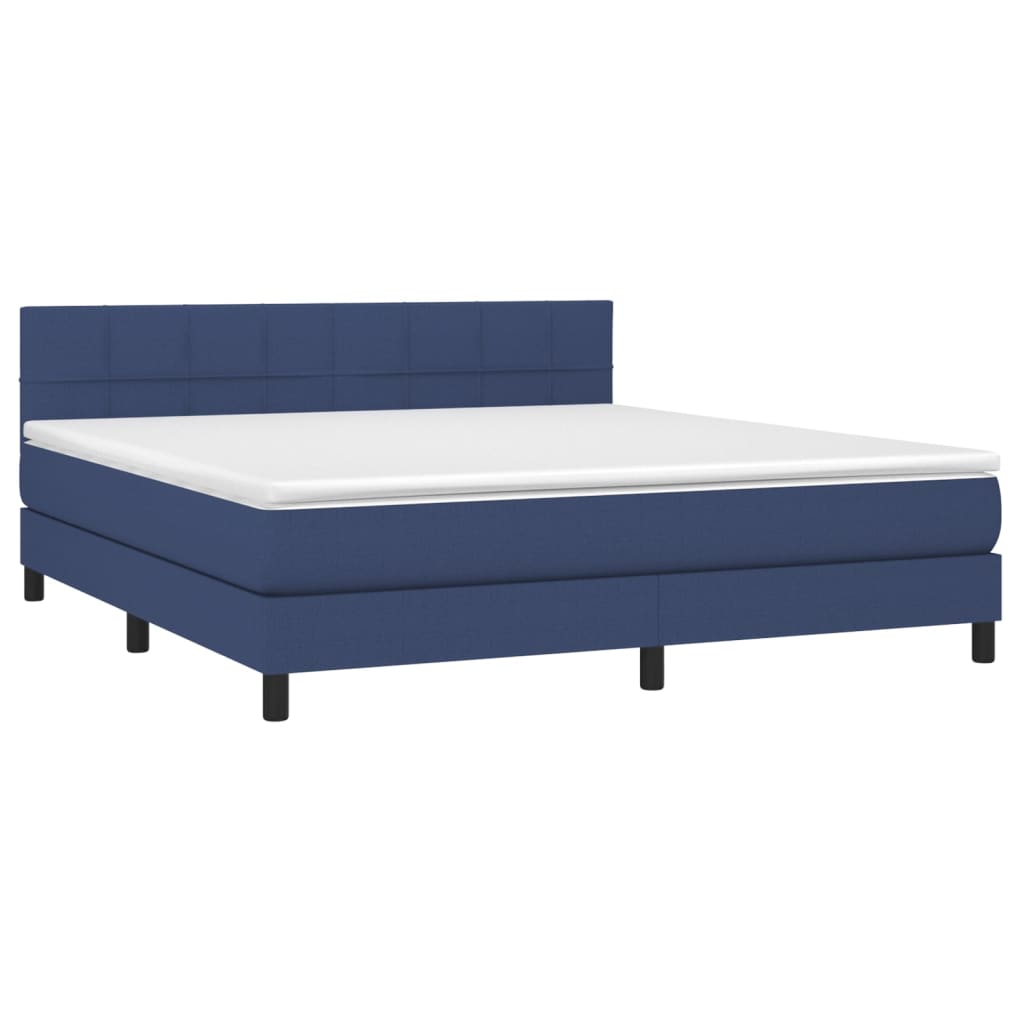 vidaXL Cama box spring c/ colchão e LED 160x200 cm tecido azul