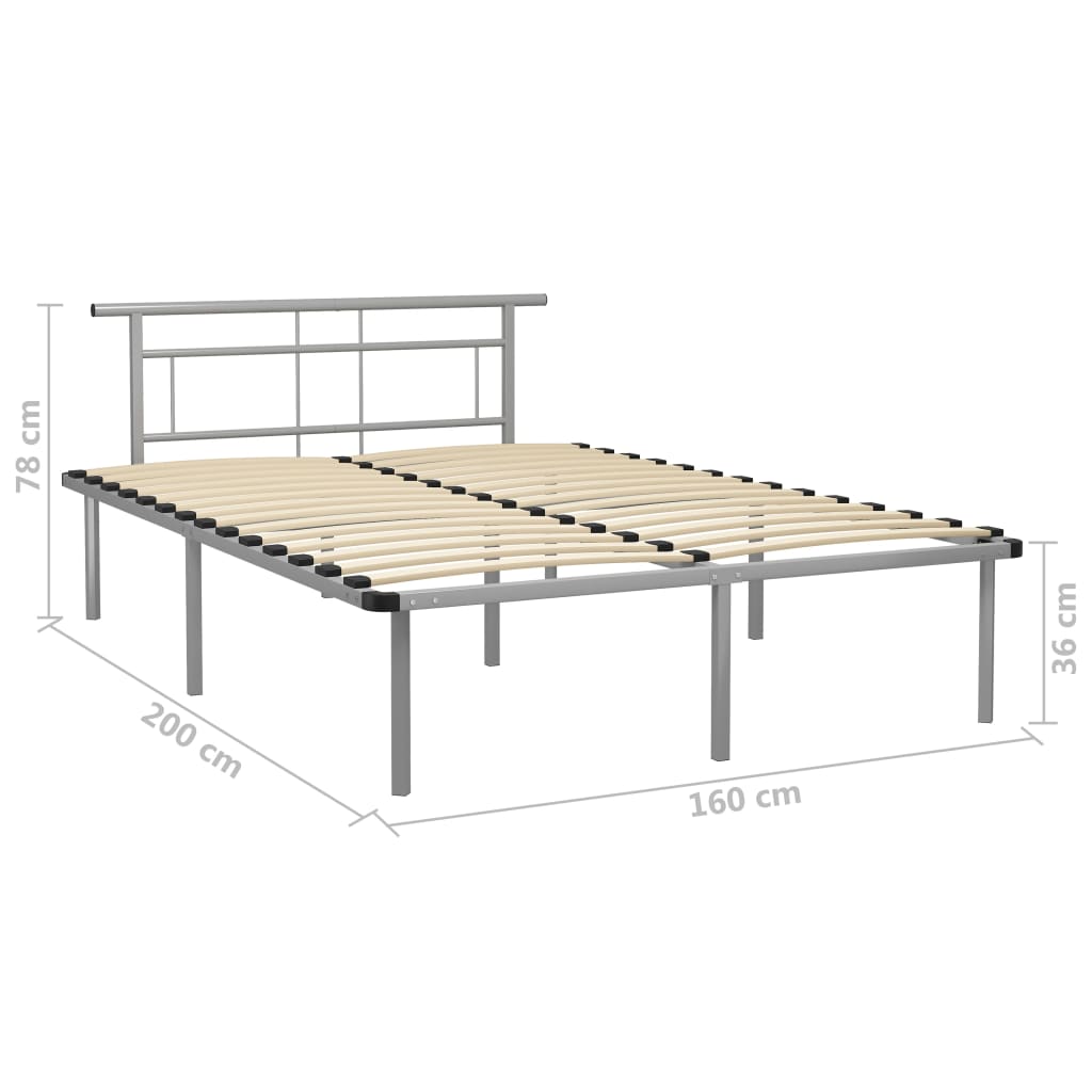 vidaXL Estrutura de cama metal 160x200 cm cinzento