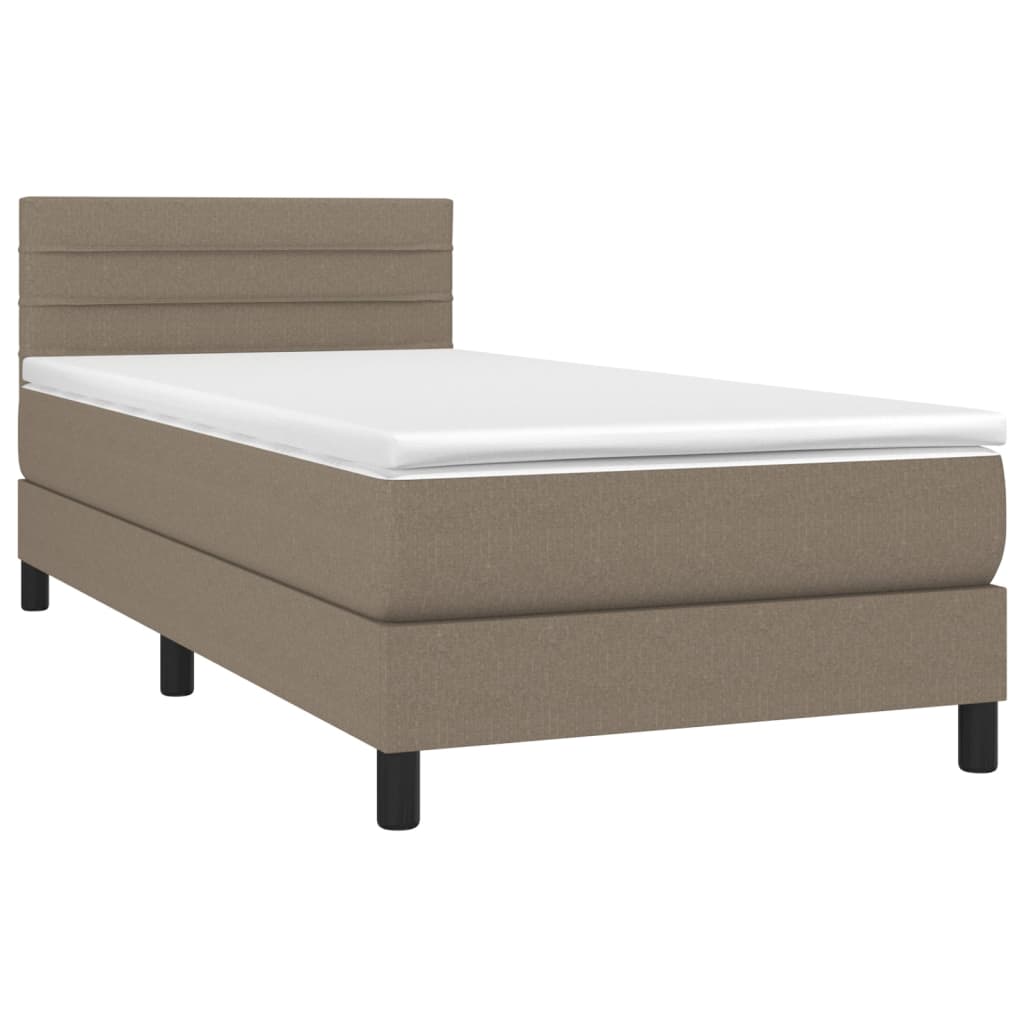 vidaXL Cama box spring + colchão/LED 90x200cm tecido cinza-acastanhado