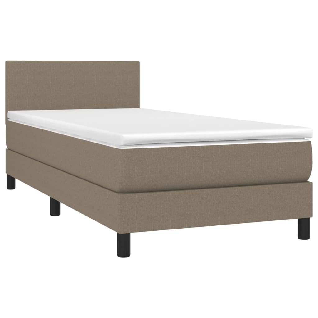 vidaXL Cama box spring + colchão/LED 90x190cm tecido cinza-acastanhado