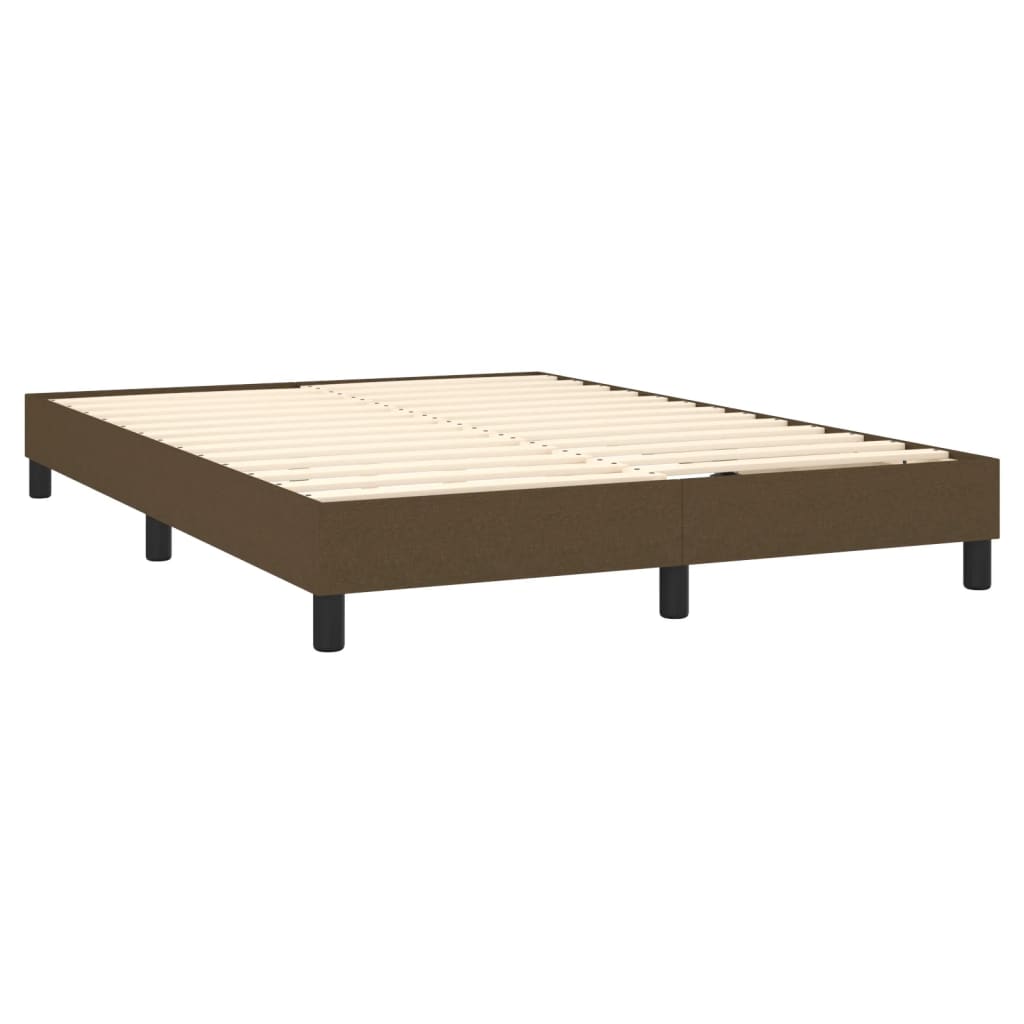 vidaXL Cama box spring c/ colchão/LED 140x200cm tecido castanho-escuro