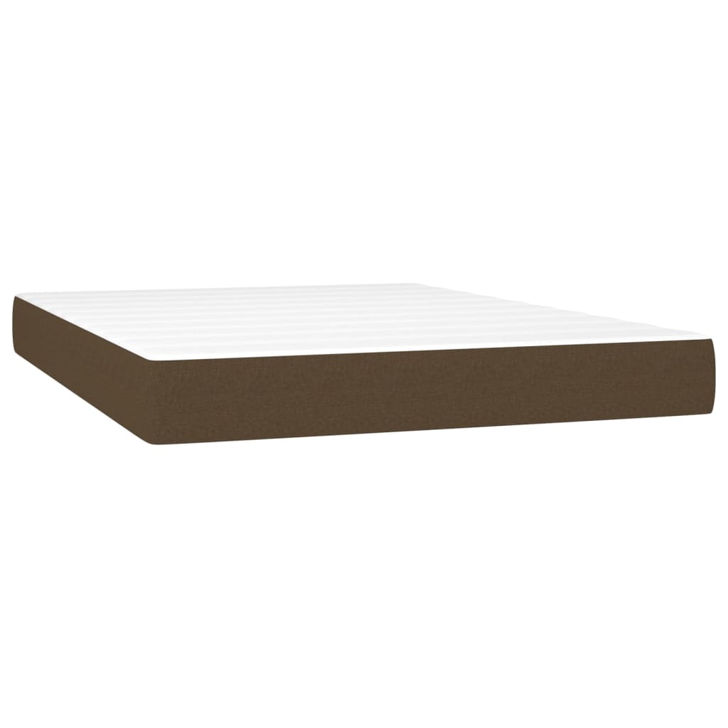 vidaXL Cama box spring c/ colchão/LED 140x200cm tecido castanho-escuro