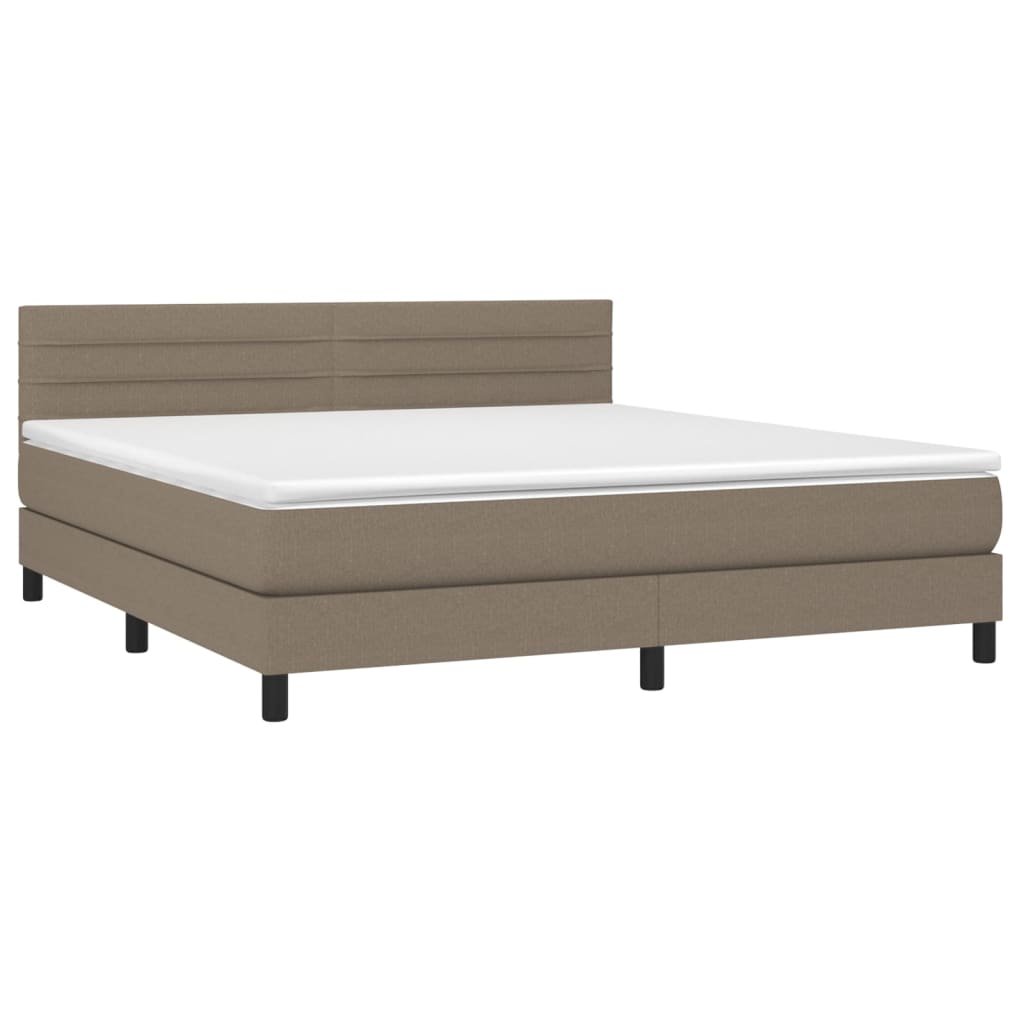 vidaXL Cama box spring colchão/LED 160x200 cm tecido cinza-acastanhado