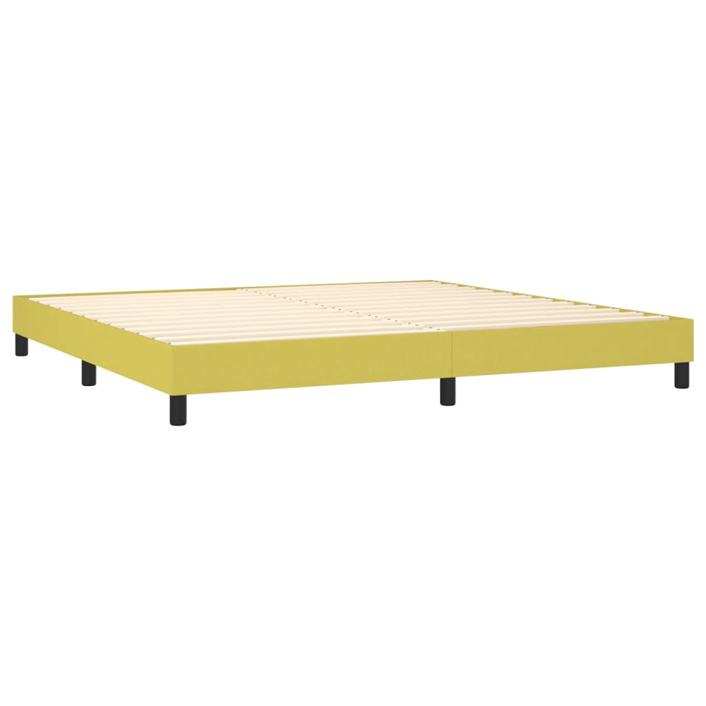 vidaXL Cama box spring c/ colchão e LED 200x200 cm tecido verde