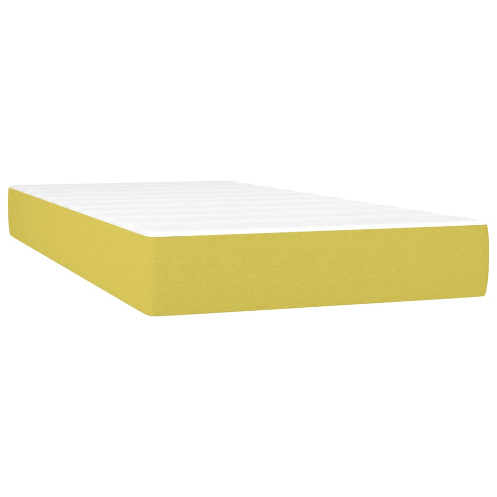 vidaXL Cama box spring c/ colchão e LED 200x200 cm tecido verde